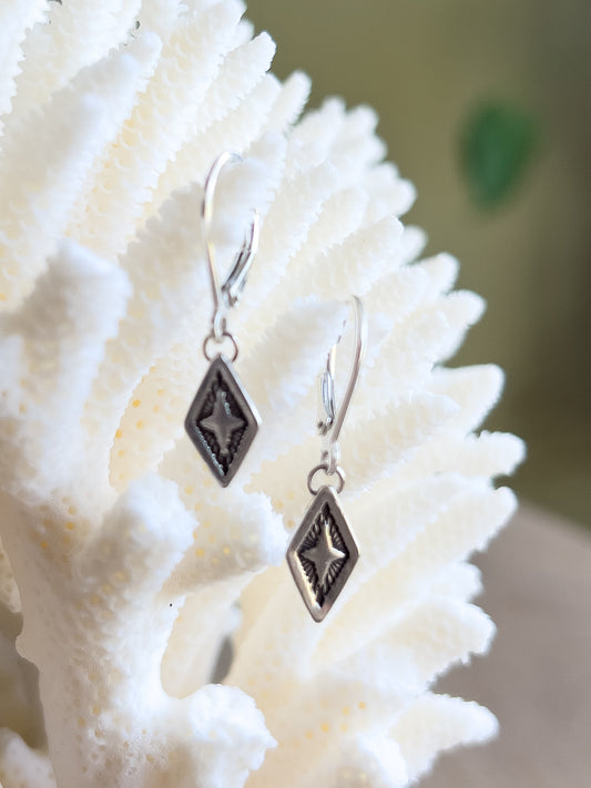 Diamond Stamped Dangle Earrings