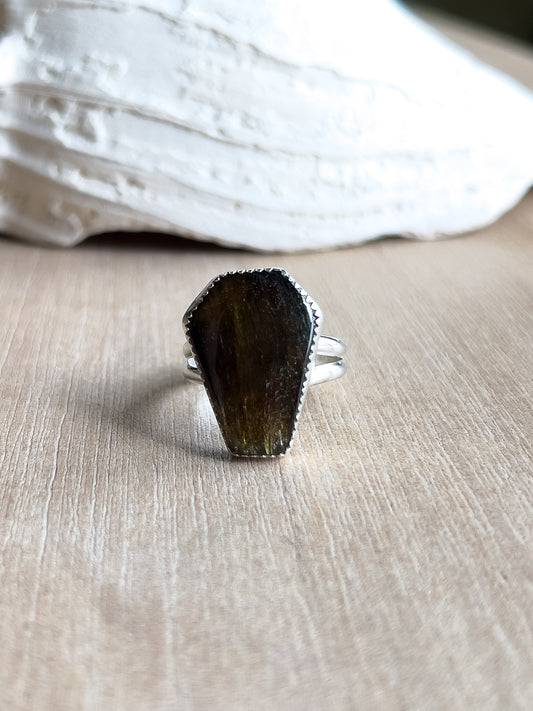 Labradorite Coffin Statement Ring